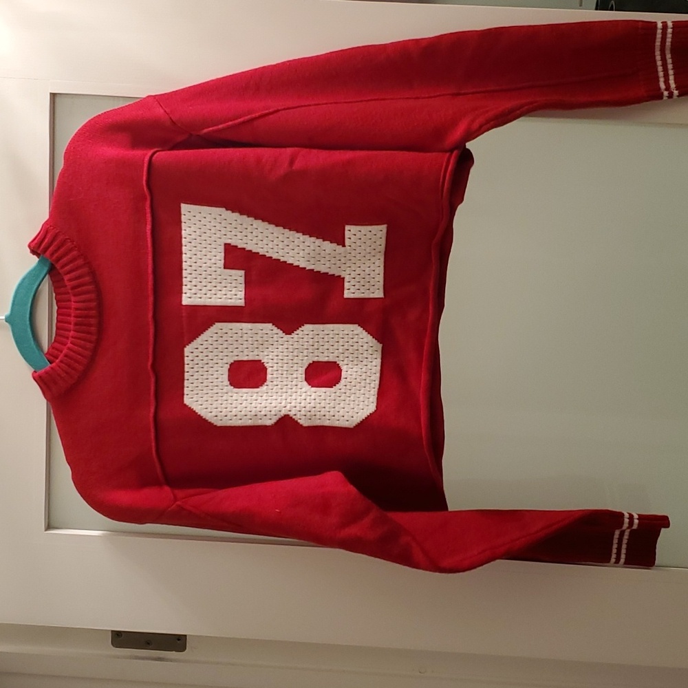 COPY - CHUNKY  OVERSIZED CROPPED SWEATER #87 RED SMALL - Picture 12 of 15